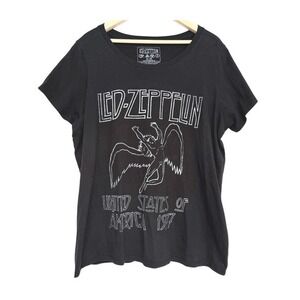 Vintage Led Zeppelin 1977 United States‎ of America Tour Shirt Black Size 3 Crew